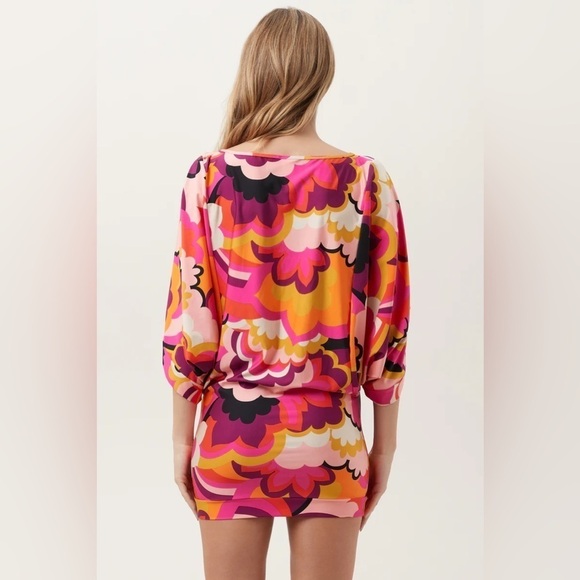 Trina Turk large Fan Faire Swim Tunic Dress boat neck abstract - Picture 4 of 8
